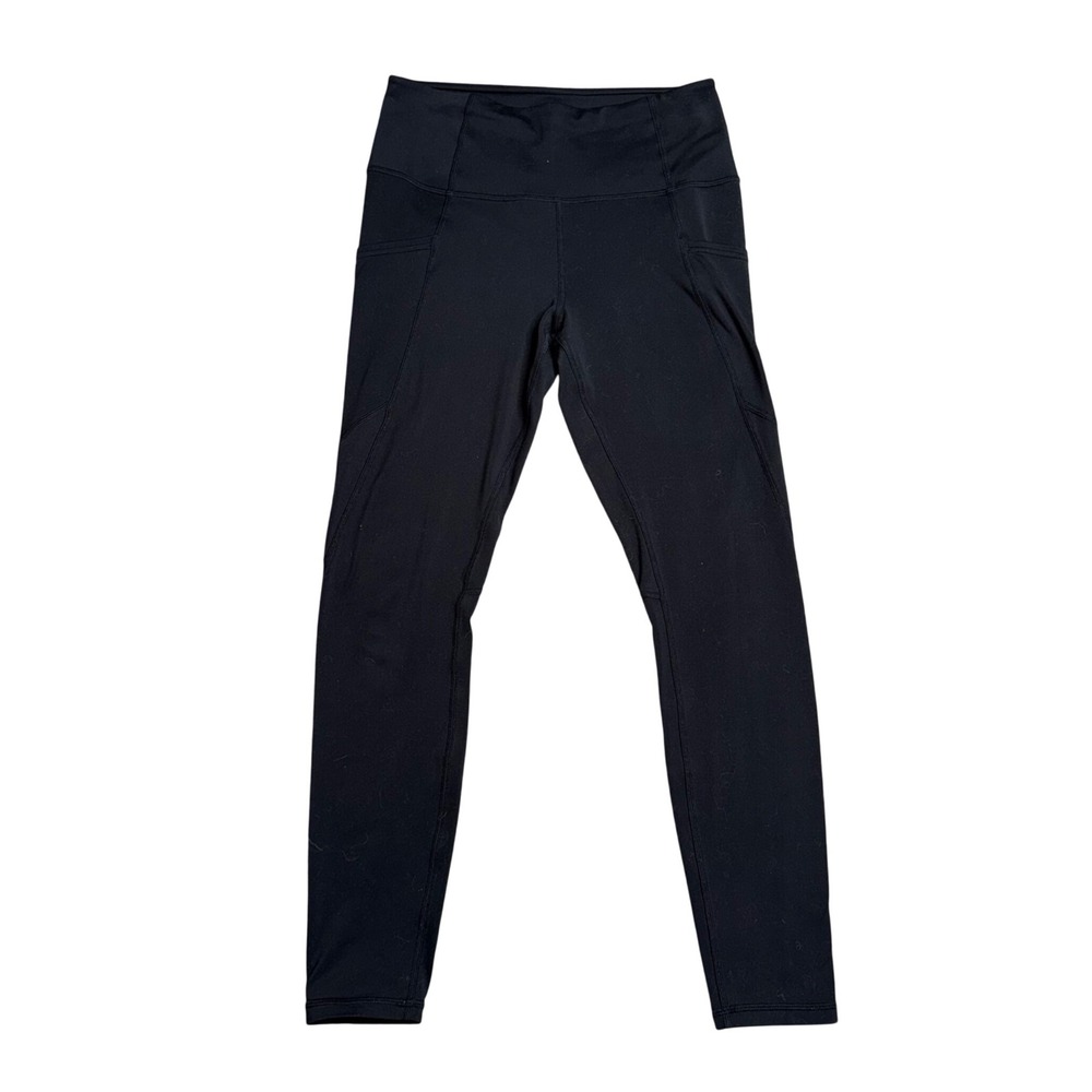 Quince Leggings Women Medium Black Excellent High Rise Side Pockets Activewear